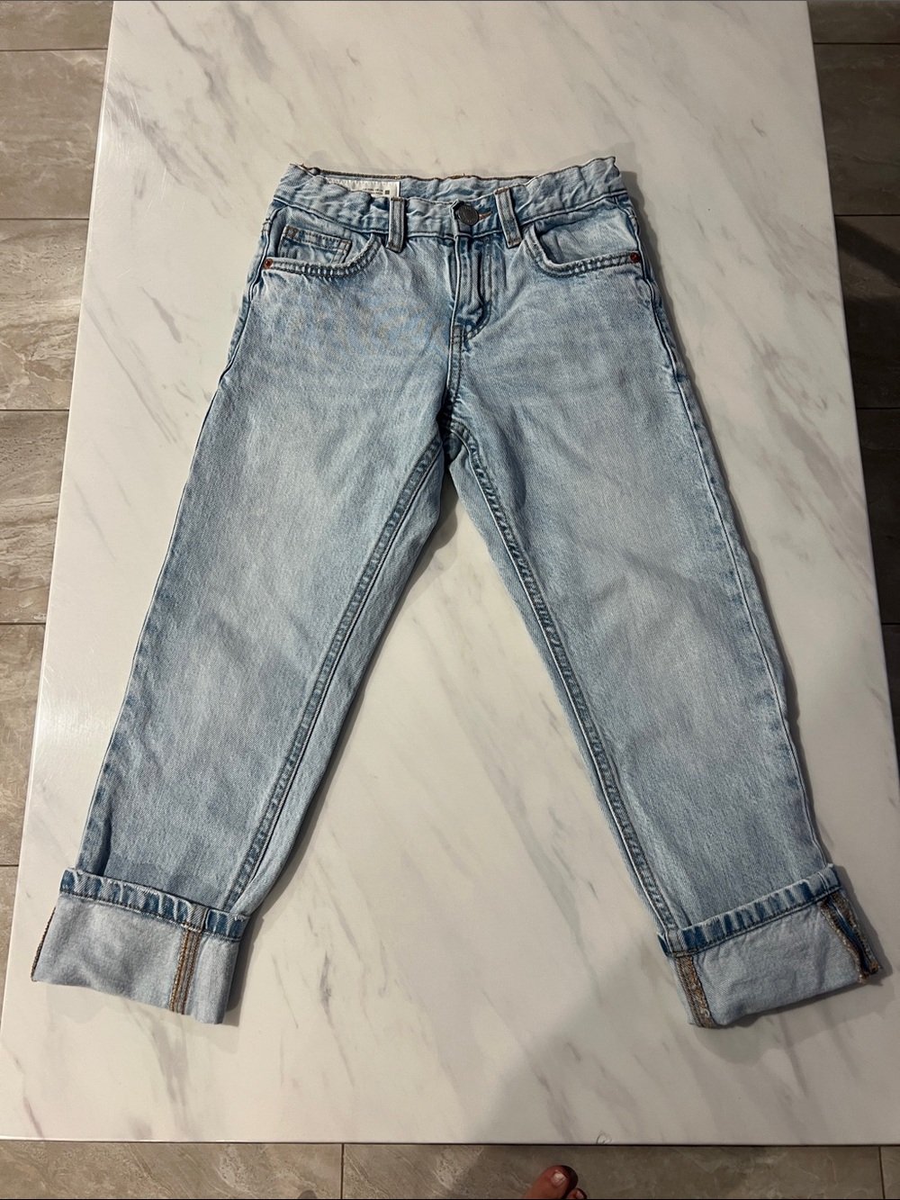 Zara Light Blue Boys Jeans with Cuffs